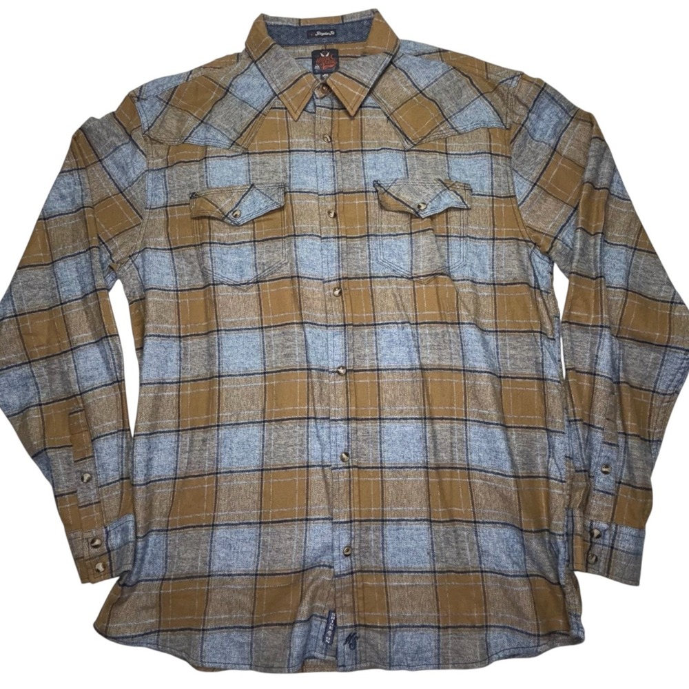 Brad Paisley Moon Shine Spirit Western Plaid Snap Cotton‎ Shirt XL Cowboy Rodeo
